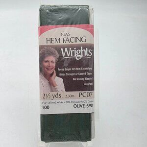 Wrights Bias Hem Facing 2 1/2 Yards Olive